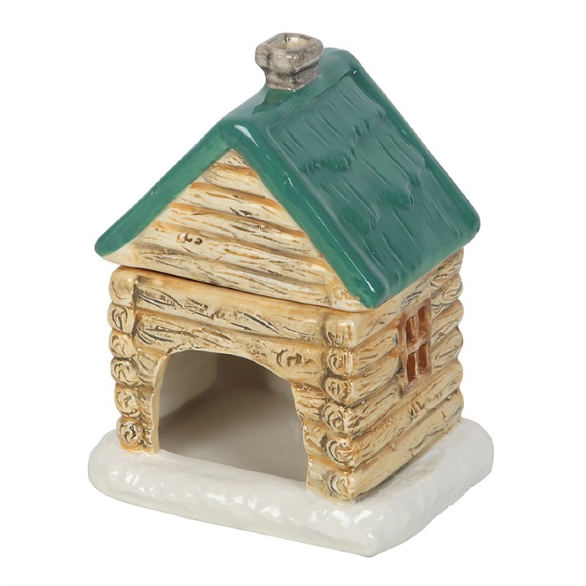 Ceramic ski chalet shaped wax melter and oil burner.