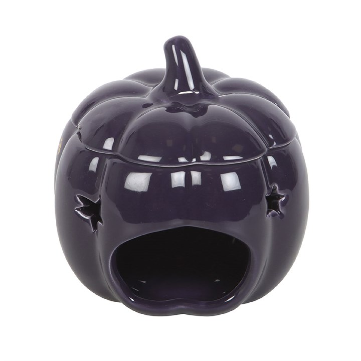 Midnight blue ceramic pumpkin wax melter and oil burner with The Magic Is In You text.