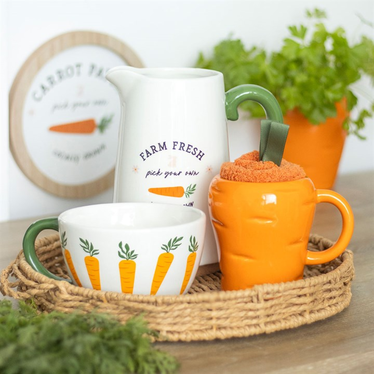 'Farm Fresh Carrot Patch' Ceramic Flower Jug