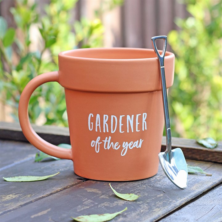 'Gardener of the Year' Flower Pot Mug and Shovel Spoon