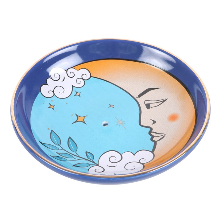 Vintage tarot incense dish with The Moon design.