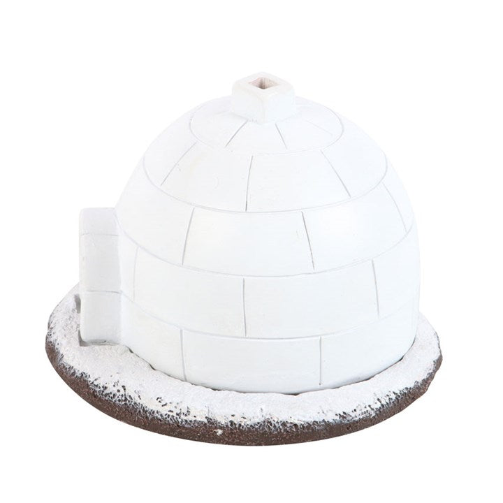 Ceramic incense cone burner, shaped like a classic igloo with a smoking-chimney effect.