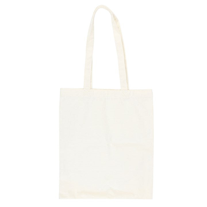 Sustainable canvas tote bag. White bag with mushroom motif.