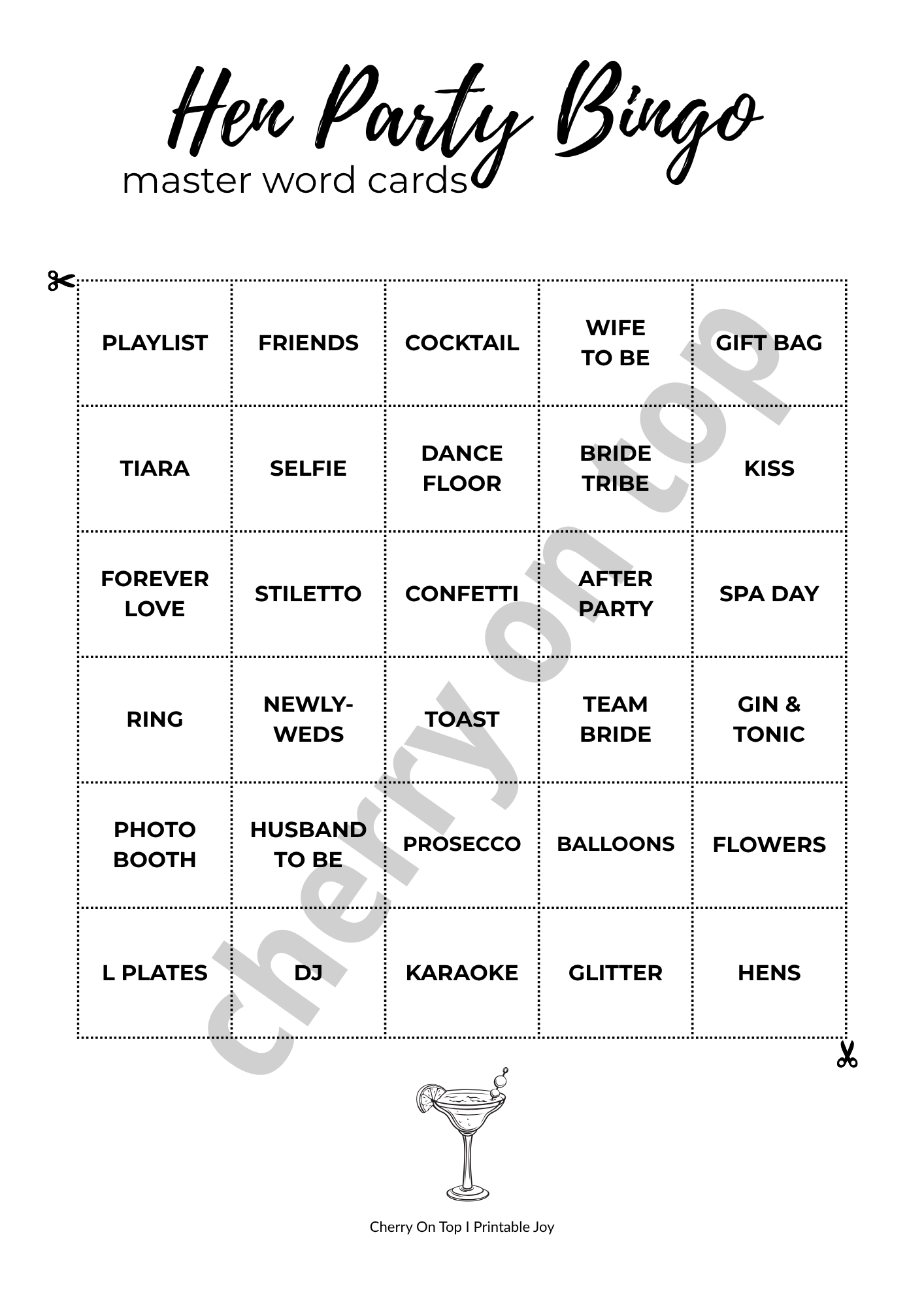 Hen Party Bundle I CLASSY Edition I 5 classic games I Instant Download