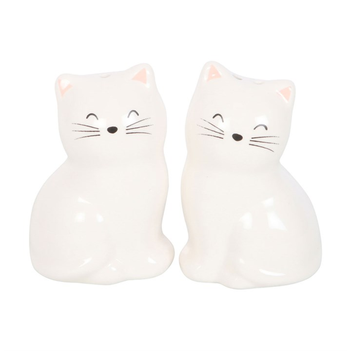 ceramic cat shaped salt and pepper shaker set