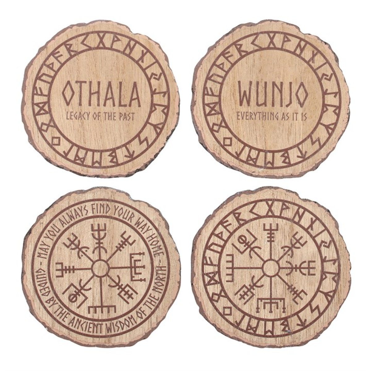 Norse Mythology Wood Slice Coasters ~ Set of 4