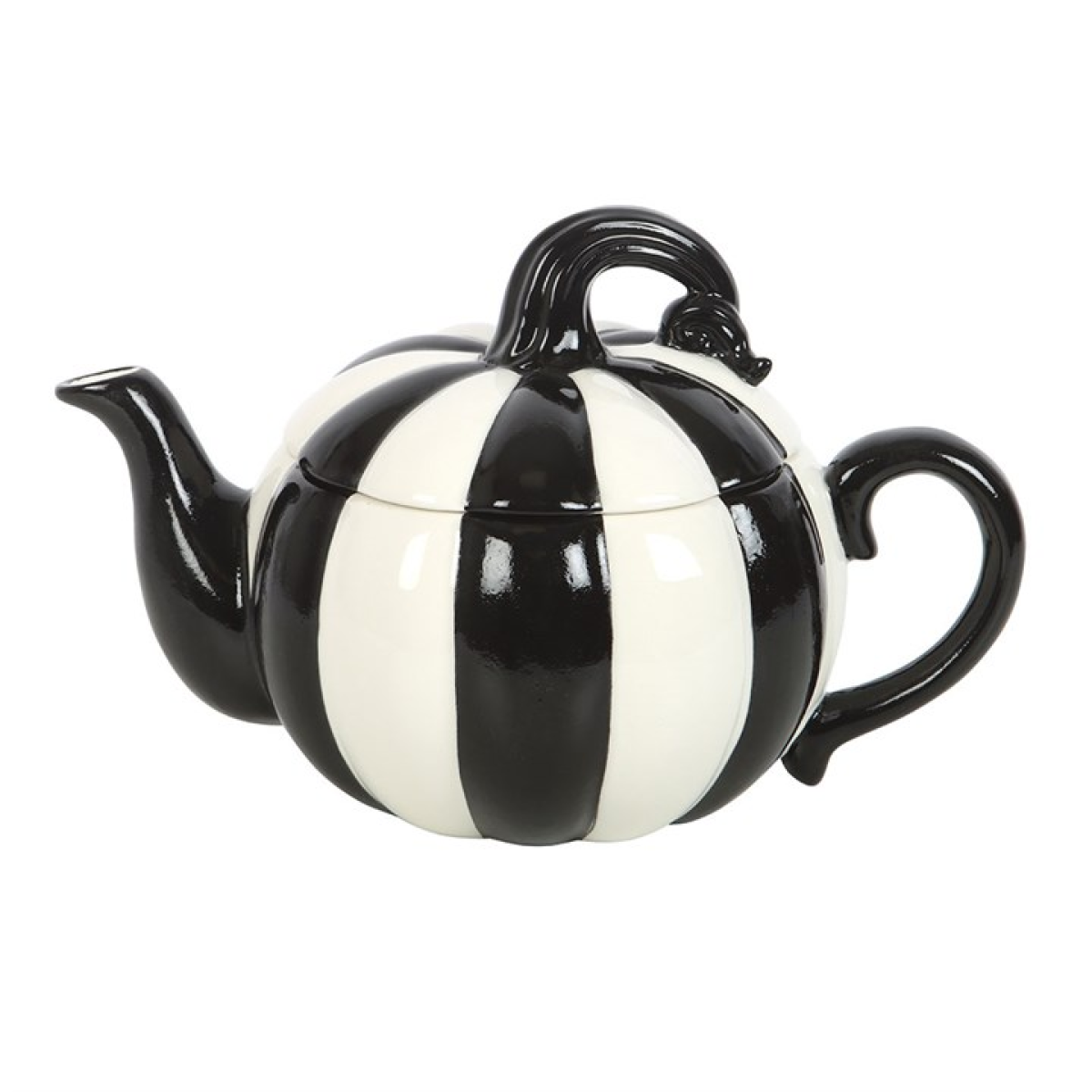 Monochrome Striped Pumpkin Teapot