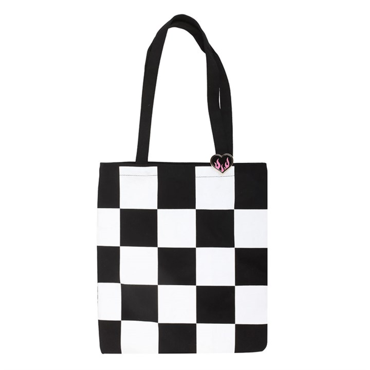 'Checkerboard Print' Tote Bag ~ with Pin Badge
