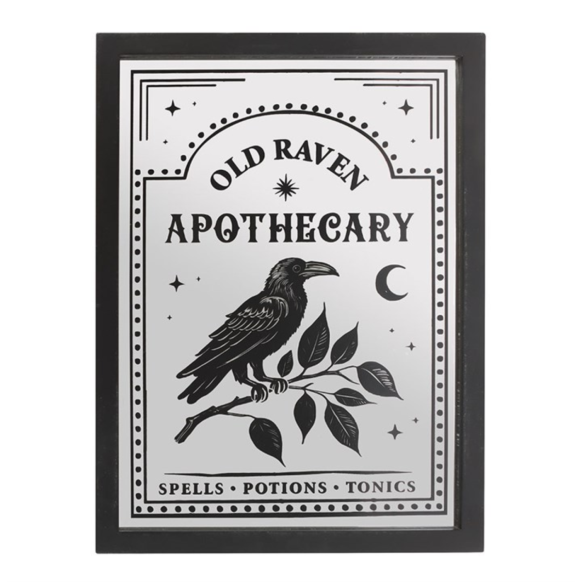 'Old Raven Apothecary' Mirrored Wall Hanging