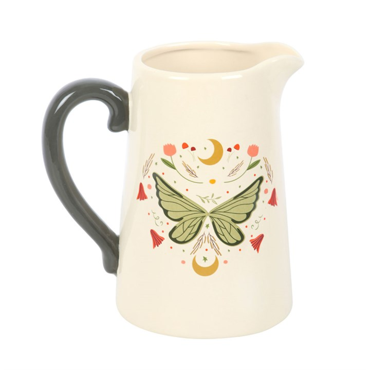 White flower jug with celestial bohemian motif.