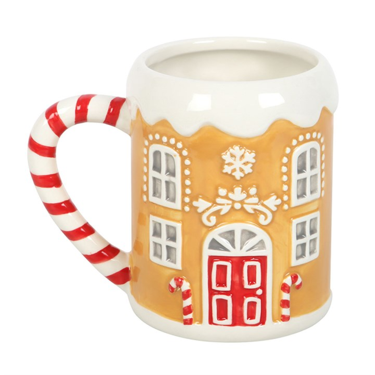 'Candy Cane' Gingerbread House-Shaped Mug