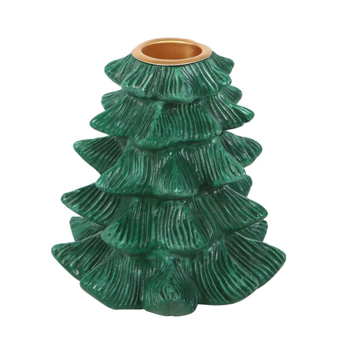 Green 'Fir Tree' Candle Holder with Taper Candle
