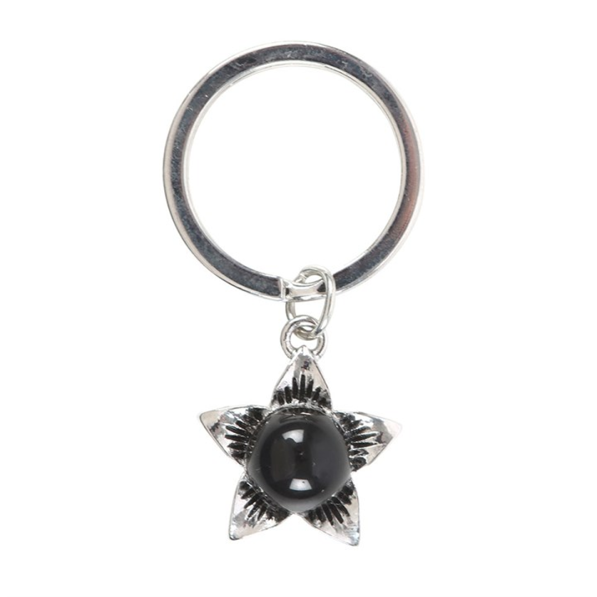 'Deadly Nightshade' Keyring with Black Obsidian