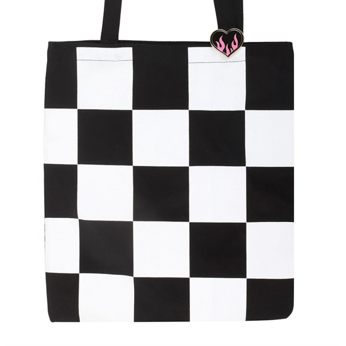 'Checkerboard Print' Tote Bag ~ with Pin Badge