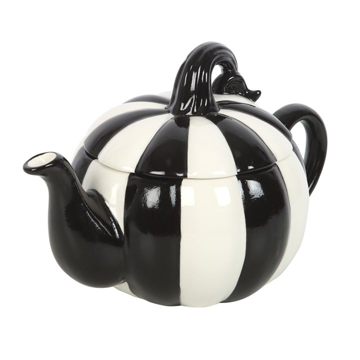 Monochrome Striped Pumpkin Teapot
