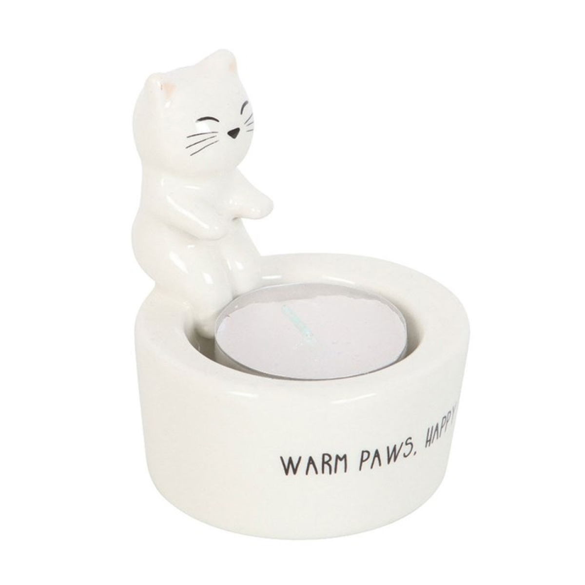 'Warm Paws, Happy Heart' Cat Tealight Holder