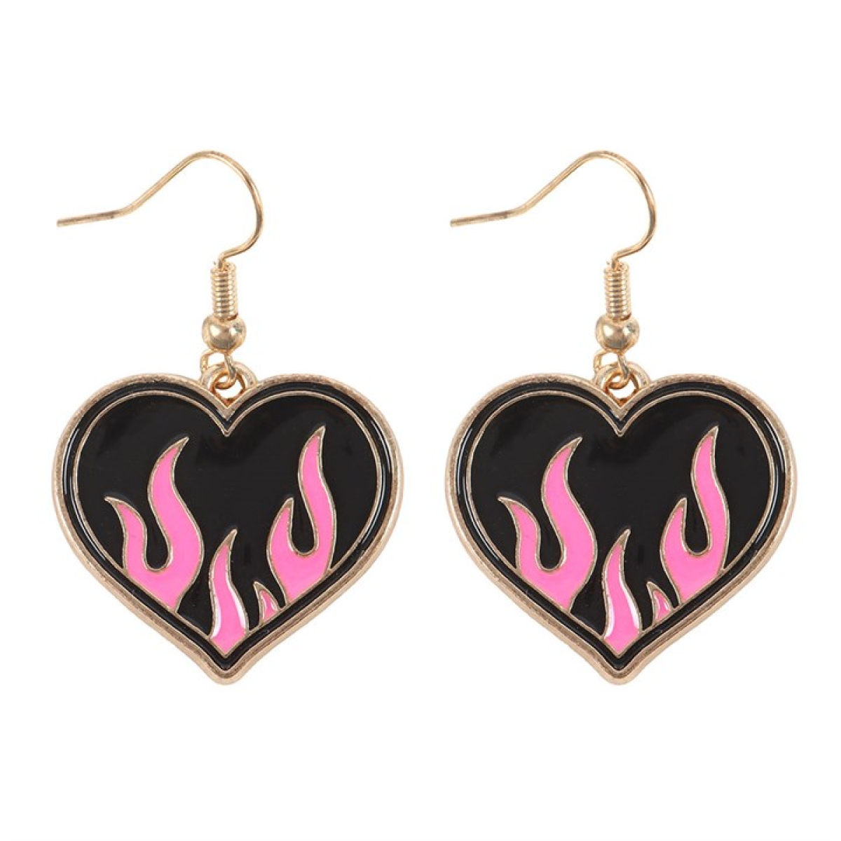 'Burning Heart' Enamel Earrings