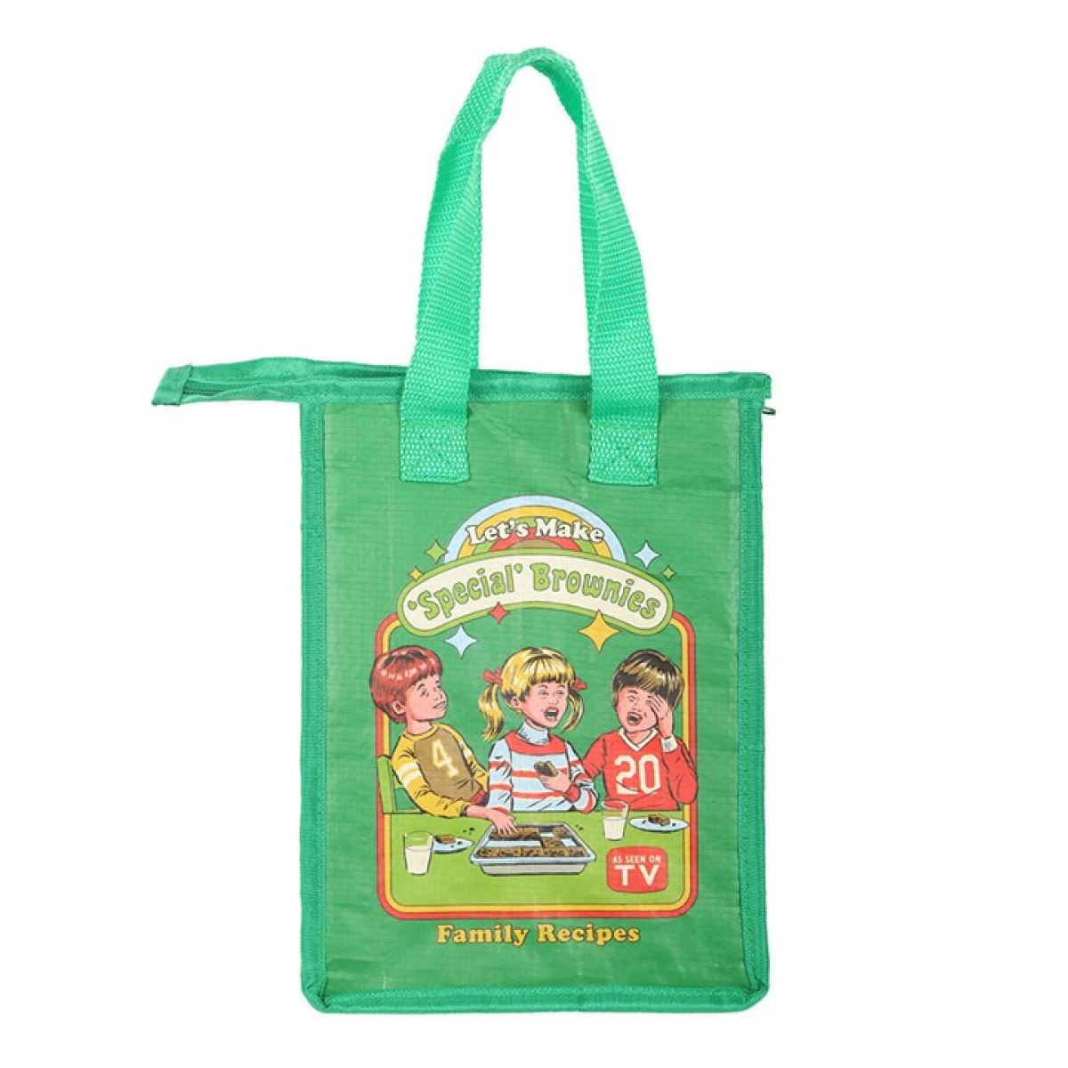 Let's Make Special Brownies reusable lunch bag. Sustainably made from recycled plastic. 