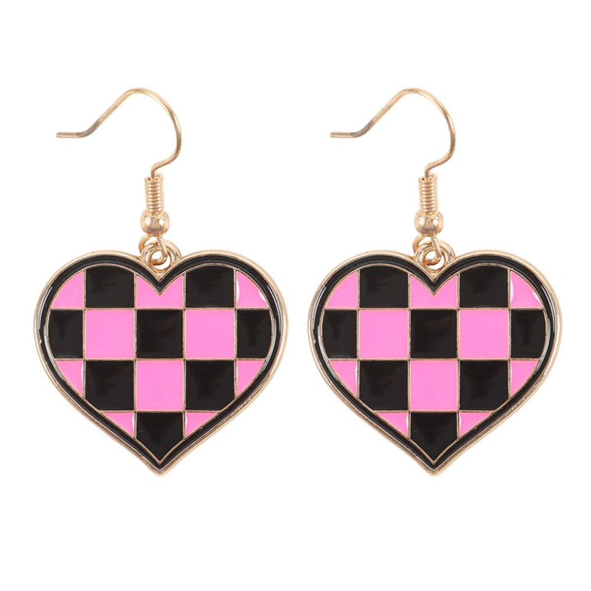'Checkerboard' Heart Earrings