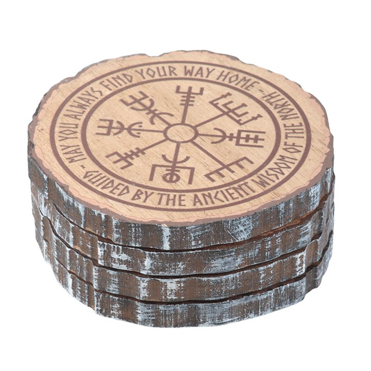 Norse Mythology Wood Slice Coasters ~ Set of 4
