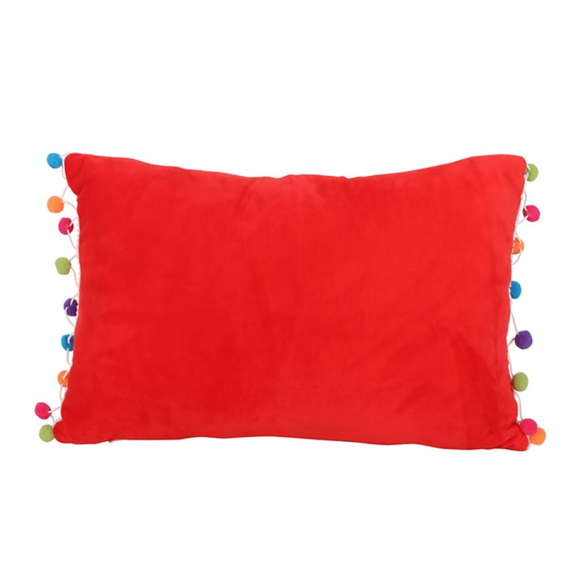 'Holly Jolly' Christmas Cushion with Pom Poms