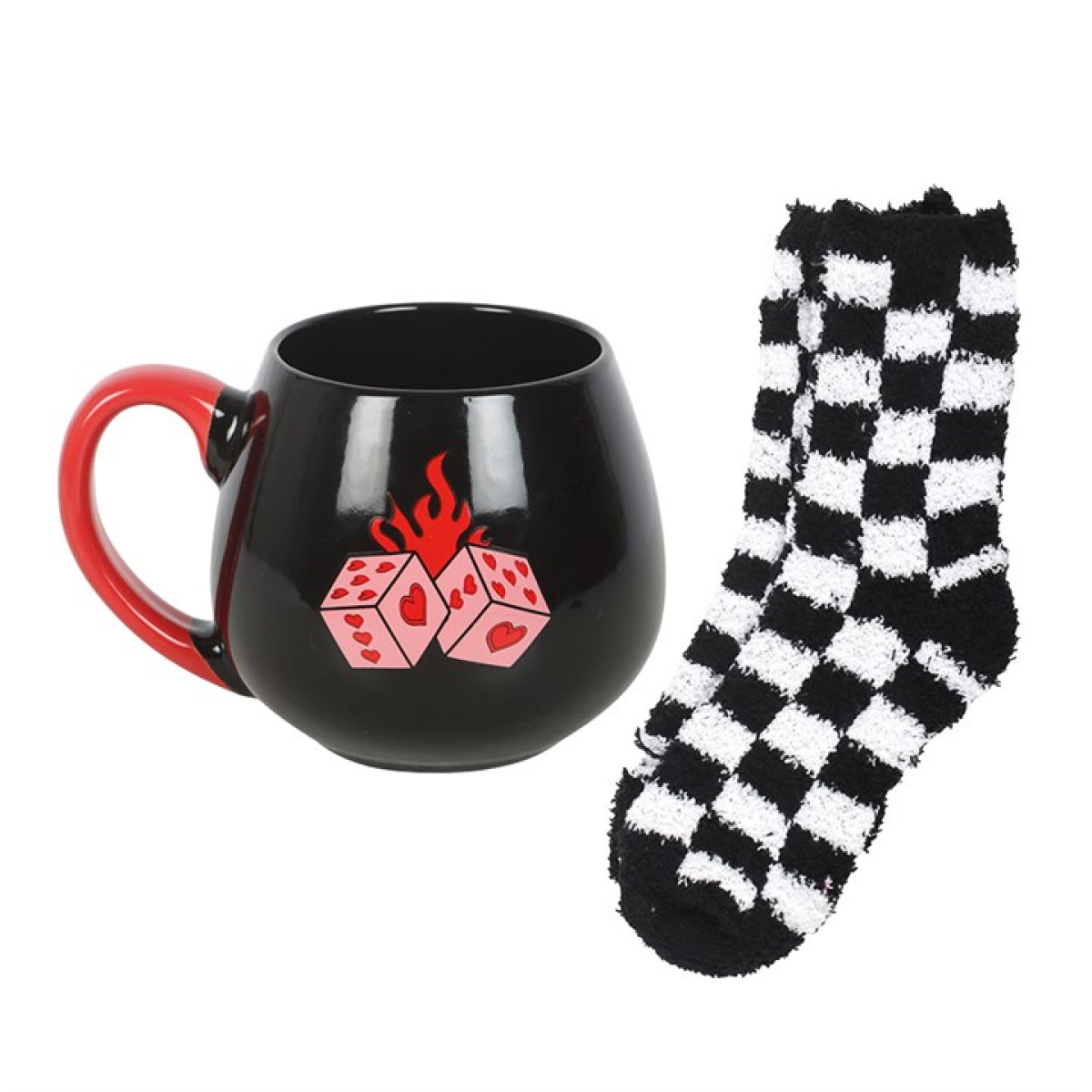'Flaming Dice' Mug and Socks Set