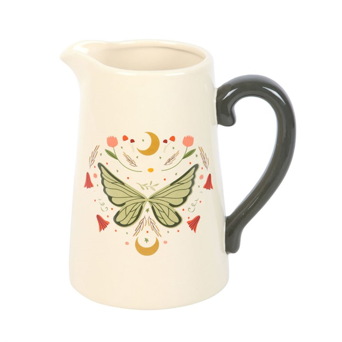 White flower jug with celestial bohemian motif.