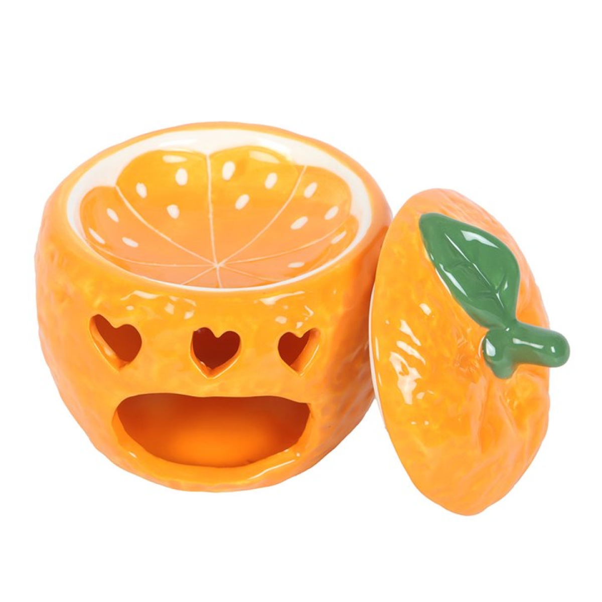 Ceramic orange shaped wax melter and oil burner.