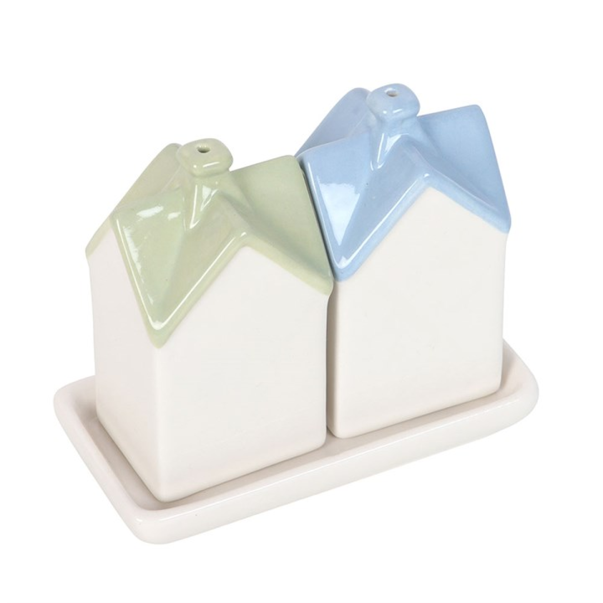 Pastel Town House-Shaped Salt and Pepper Shakers
