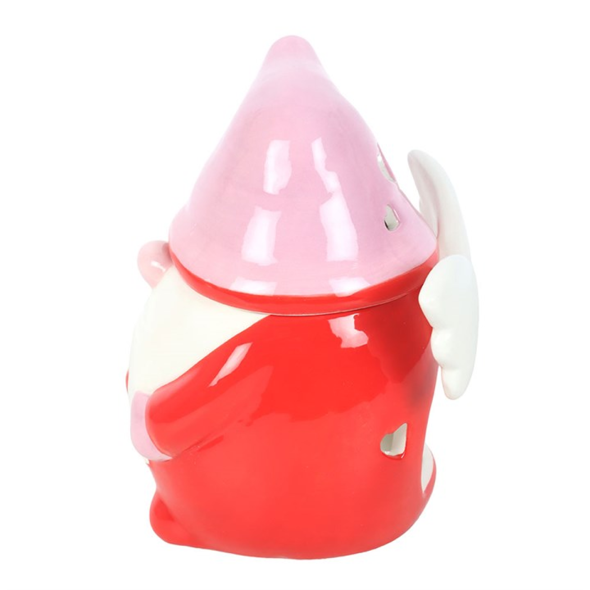 Cupid style scandi gonk ceramic wax melter and oil burner with removable hat, wings and love letter. 