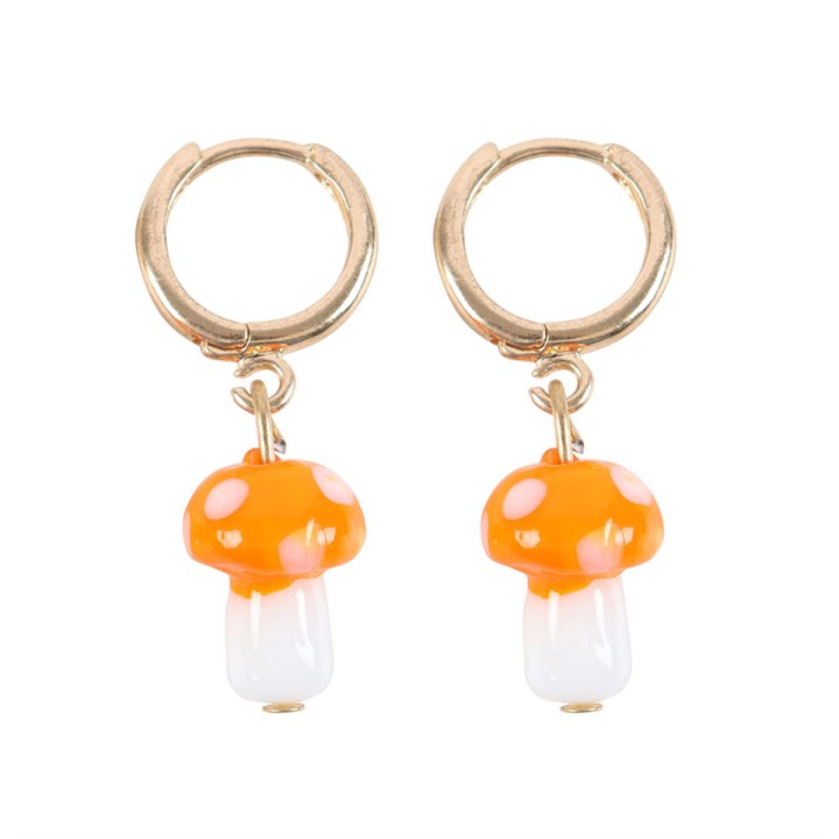 'Funky Fungi' Orange Dangly Earrings
