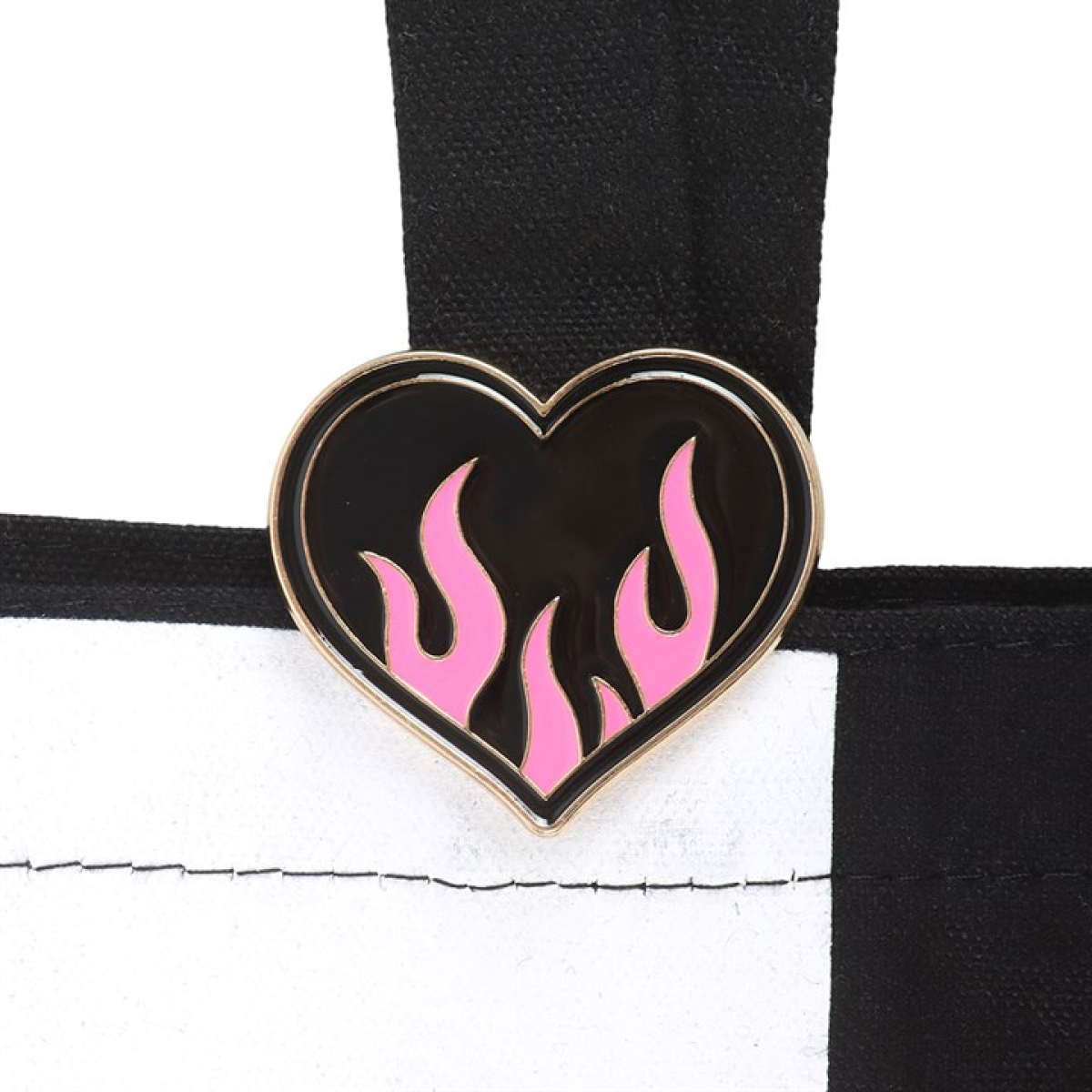 'Checkerboard Print' Tote Bag ~ with Pin Badge