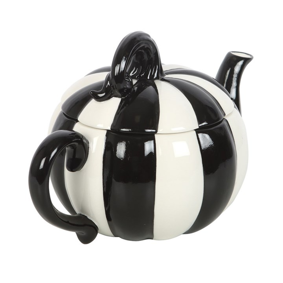 Monochrome Striped Pumpkin Teapot