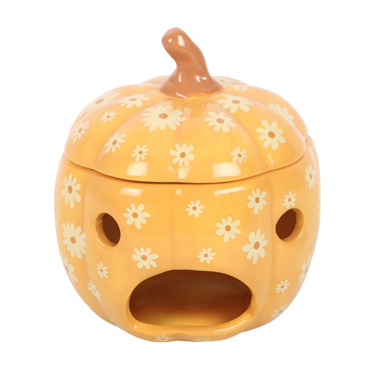 Groovy Floral Pumpkin Ceramic Wax Melter I Oil Burner