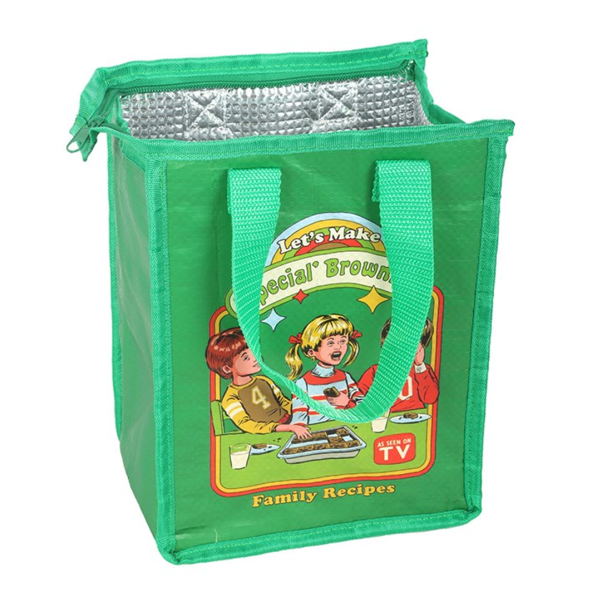 Let's Make Special Brownies reusable lunch bag. Sustainably made from recycled plastic. 