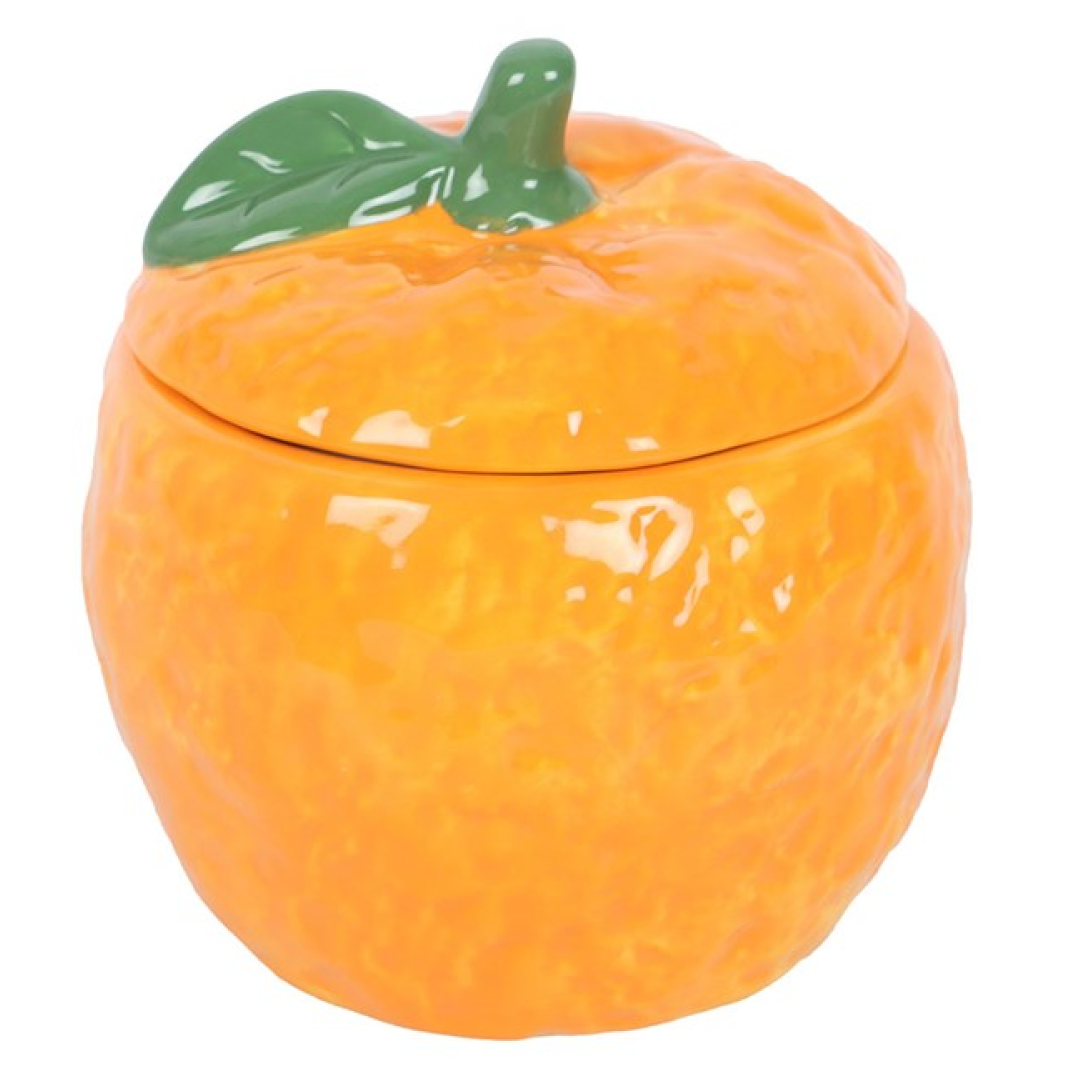 Ceramic orange shaped wax melter and oil burner.