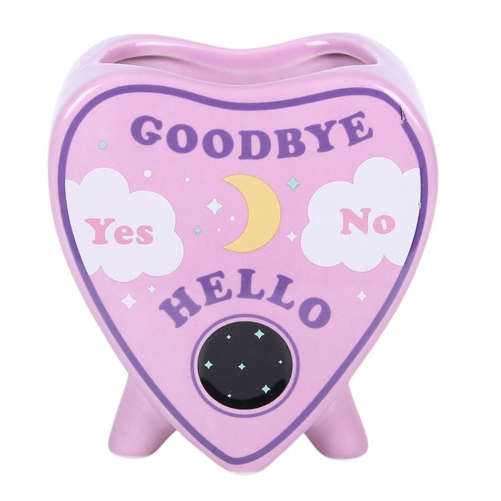 Pastel hued planchette shaped flower vase with charming celestial accents.