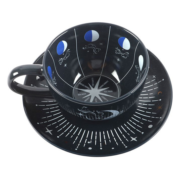 Blue Moon Phase Teacup and Saucer Set