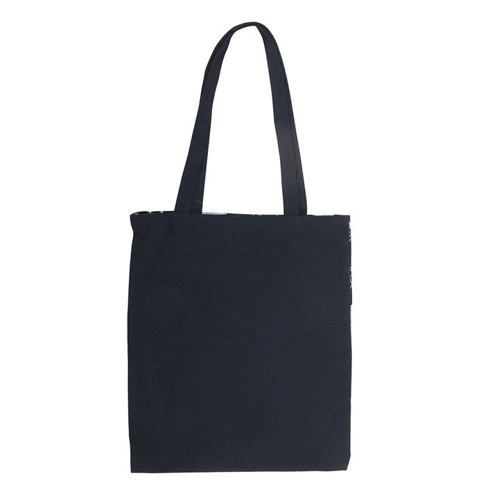 Navy polycotton tote bag with celestial night sky print. 