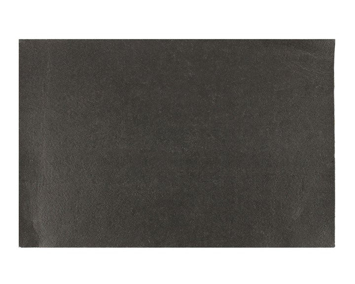 Dark blue decorative door mat with a simplified phases-of-the-moon design. Reverse view.