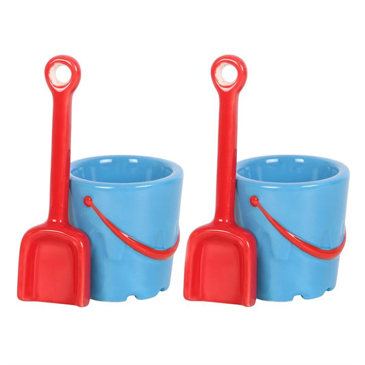 Bucket-Shaped Egg Cups with Spade Spoons ~ Set of 2