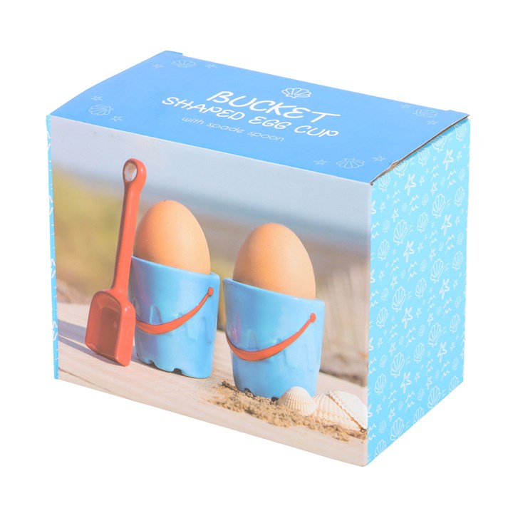 Bucket-Shaped Egg Cups with Spade Spoons ~ Set of 2