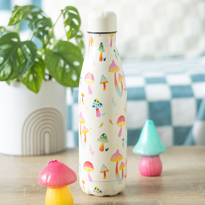 Funky Fungi Print Metal Water Bottle