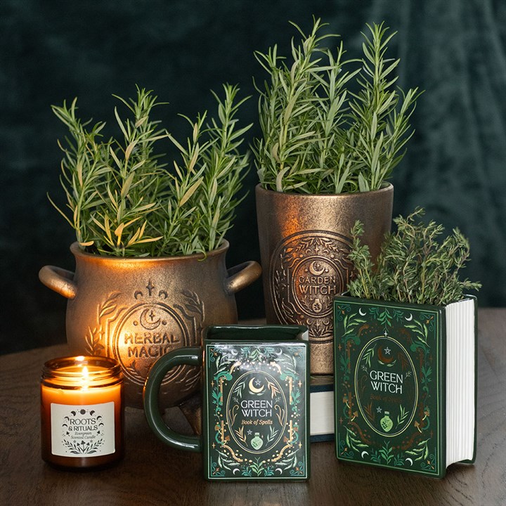 Green Witch Book Vase