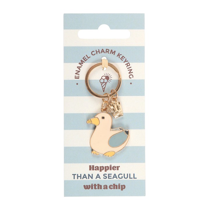'Happier than a Seagull with a Chip' Keyring