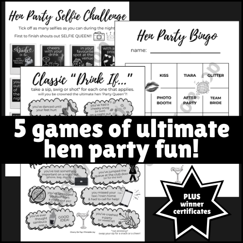 Hen Party Bundle I CLASSY Edition I 5 classic games I Instant Download