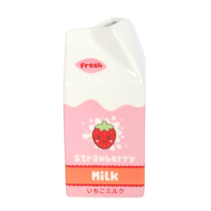 Kawaii style strawberry milk carton shaped flower vase.