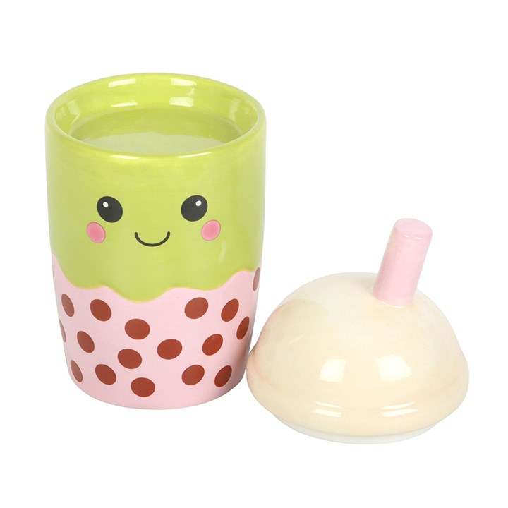 Kawaii bubble-tea shaped ceramic wax melter and oil burner.