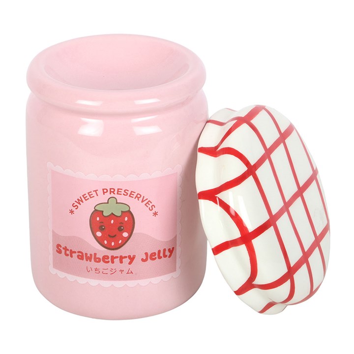 Kawaii style strawberry jelly jar shaped wax melter and oil burner.