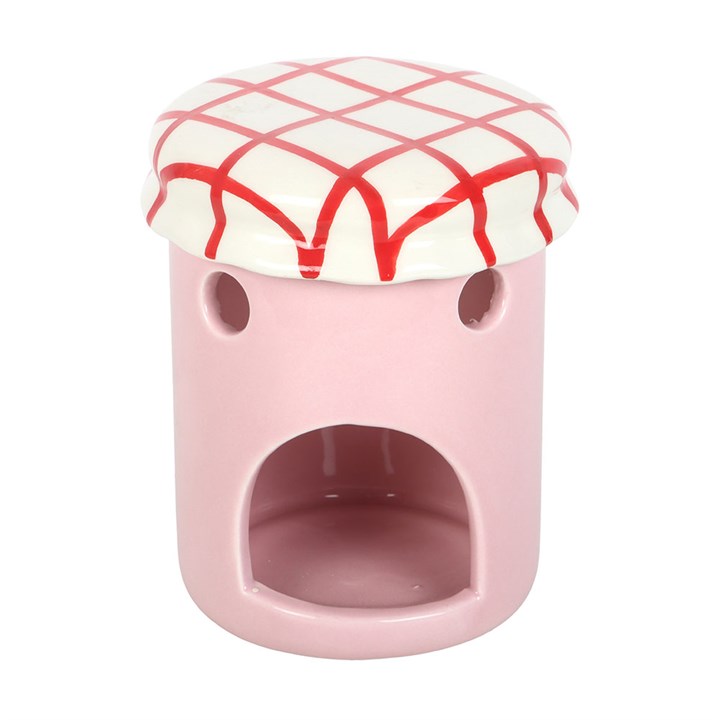 Kawaii style strawberry jelly jar shaped wax melter and oil burner.